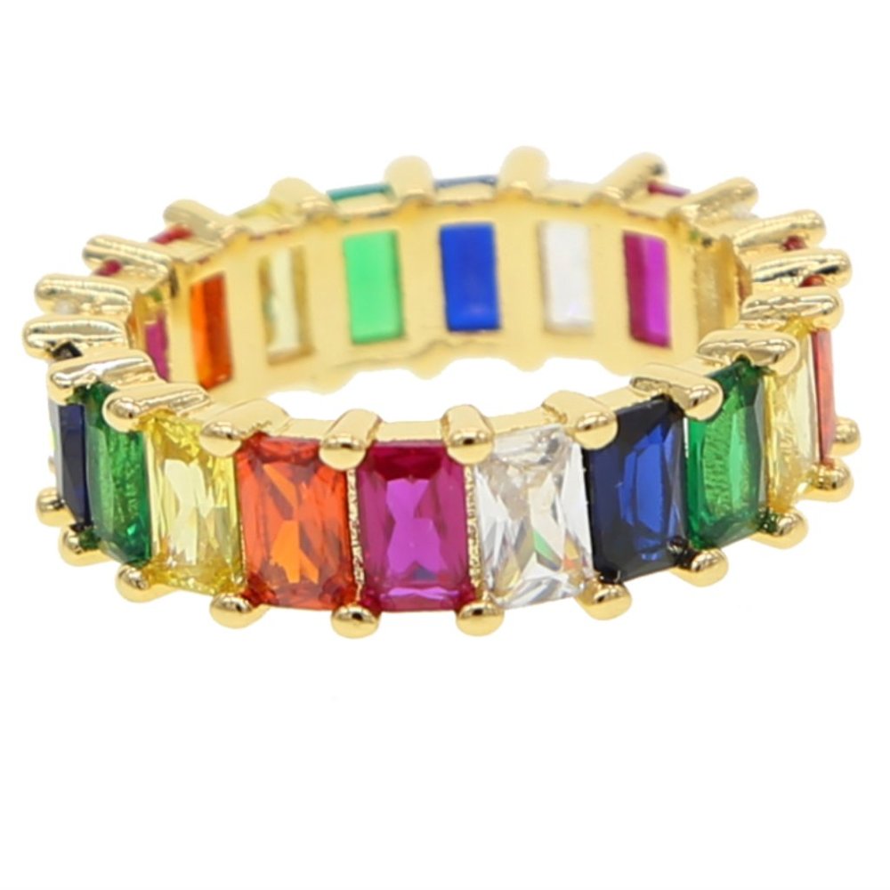 NEW~ Anthropologie Rainbow Colorful Gemstone Statement Ring - Picture 9 of 9